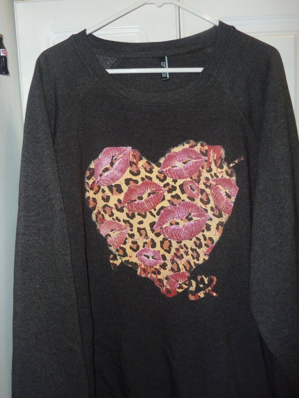 Tea For The Soul Cotton Poly Sweatshirt Leopard Heart With Hearts Graphics 3X
